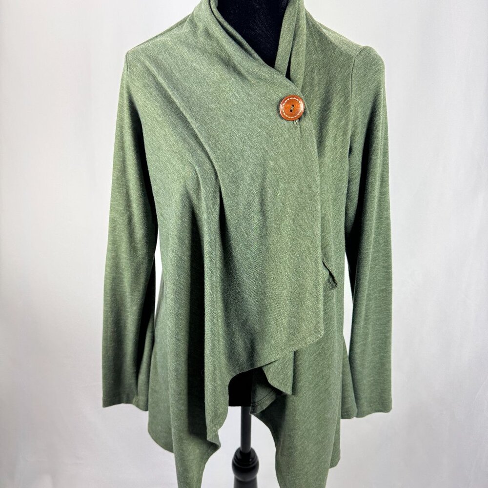 Bobeau Convertible Drape Cardigan Green Size Small